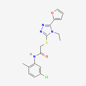 molecular formula C17H17ClN4O2S B12024486 N-(5-chloro-2-methylphenyl)-2-{[4-ethyl-5-(furan-2-yl)-4H-1,2,4-triazol-3-yl]sulfanyl}acetamide CAS No. 603978-90-1