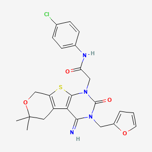 molecular formula C24H23ClN4O4S B1202449 N-(4-chlorophenyl)-2-[3-(2-furanylmethyl)-4-imino-6,6-dimethyl-2-oxo-5,8-dihydropyrano[2,3]thieno[2,4-b]pyrimidin-1-yl]acetamide 