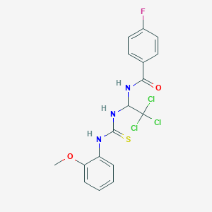 4-fluoro-N-[2,2,2-trichloro-1-[(2-methoxyphenyl)carbamothioylamino]ethyl]benzamide