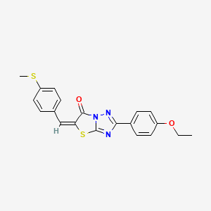 molecular formula C20H17N3O2S2 B12024512 (5E)-2-(4-ethoxyphenyl)-5-[4-(methylsulfanyl)benzylidene][1,3]thiazolo[3,2-b][1,2,4]triazol-6(5H)-one 