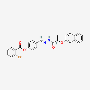 molecular formula C27H21BrN2O4 B12024542 [4-[(E)-(2-naphthalen-2-yloxypropanoylhydrazinylidene)methyl]phenyl] 2-bromobenzoate 