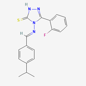 molecular formula C18H17FN4S B12024605 5-(2-Fluorophenyl)-4-((4-isopropylbenzylidene)amino)-4H-1,2,4-triazole-3-thiol CAS No. 676579-06-9