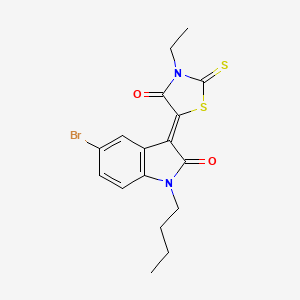 molecular formula C17H17BrN2O2S2 B12024674 5-(5-Bromo-1-butyl-2-oxoindolin-3-ylidene)-3-ethyl-2-thioxothiazolidin-4-one CAS No. 618075-38-0