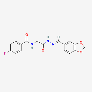 N-(2-(2-(1,3-Benzodioxol-5-ylmethylene)hydrazino)-2-oxoethyl)-4-fluorobenzamide