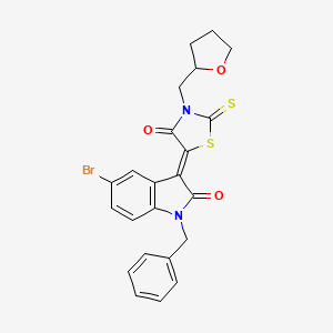 (3Z)-1-Benzyl-5-bromo-3-[4-oxo-3-(tetrahydro-2-furanylmethyl)-2-thioxo-1,3-thiazolidin-5-ylidene]-1,3-dihydro-2H-indol-2-one