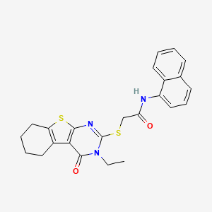 molecular formula C24H23N3O2S2 B12024849 2-((3-Ethyl-4-oxo-3,4,5,6,7,8-hexahydrobenzo[4,5]thieno[2,3-d]pyrimidin-2-yl)thio)-N-(naphthalen-1-yl)acetamide CAS No. 578734-84-6