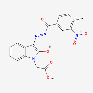 molecular formula C19H16N4O6 B12024878 Methyl 2-(3-(2-(4-methyl-3-nitrobenzoyl)hydrazono)-2-oxoindolin-1-yl)acetate CAS No. 624726-24-5