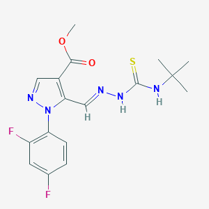 molecular formula C17H19F2N5O2S B120250 5-[(E)-(叔丁基氨基硫代甲酰肼基)亚甲基]-1-(2,4-二氟苯基)吡唑-4-甲酸甲酯 CAS No. 264233-05-8