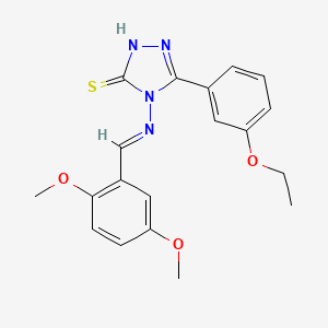 molecular formula C19H20N4O3S B12025062 4-{[(E)-(2,5-dimethoxyphenyl)methylidene]amino}-5-(3-ethoxyphenyl)-4H-1,2,4-triazole-3-thiol 