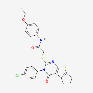 2-{[3-(4-chlorophenyl)-4-oxo-3,5,6,7-tetrahydro-4H-cyclopenta[4,5]thieno[2,3-d]pyrimidin-2-yl]sulfanyl}-N-(4-ethoxyphenyl)acetamide