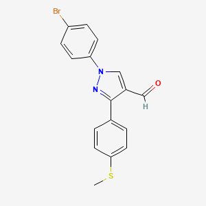 1-(4-Bromophenyl)-3-(4-(methylthio)phenyl)-1H-pyrazole-4-carbaldehyde