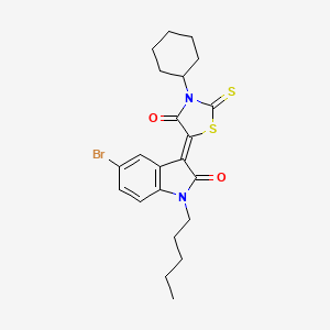 (3Z)-5-bromo-3-(3-cyclohexyl-4-oxo-2-thioxo-1,3-thiazolidin-5-ylidene)-1-pentyl-1,3-dihydro-2H-indol-2-one