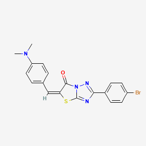 molecular formula C19H15BrN4OS B12025148 (5E)-2-(4-bromophenyl)-5-[4-(dimethylamino)benzylidene][1,3]thiazolo[3,2-b][1,2,4]triazol-6(5H)-one CAS No. 158525-98-5