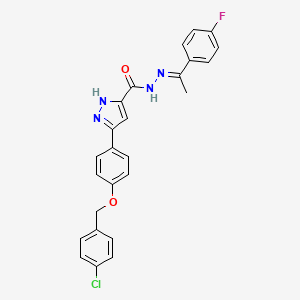 5-(4-((4-Chlorobenzyl)oxy)phenyl)-N'-(1-(4-fluorophenyl)ethylidene)-1H-pyrazole-3-carbohydrazide