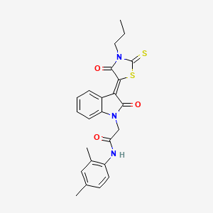 N-(2,4-dimethylphenyl)-2-[(3Z)-2-oxo-3-(4-oxo-3-propyl-2-thioxo-1,3-thiazolidin-5-ylidene)-2,3-dihydro-1H-indol-1-yl]acetamide