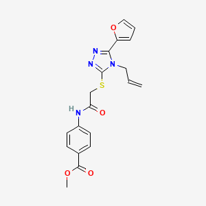 molecular formula C19H18N4O4S B12025258 Methyl 4-(2-((4-allyl-5-(furan-2-yl)-4H-1,2,4-triazol-3-yl)thio)acetamido)benzoate CAS No. 585557-45-5