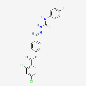 4-(2-((4-Fluoroanilino)carbothioyl)carbohydrazonoyl)phenyl 2,4-dichlorobenzoate