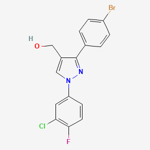 molecular formula C16H11BrClFN2O B12025279 (3-(4-Bromophenyl)-1-(3-chloro-4-fluorophenyl)-1H-pyrazol-4-YL)methanol CAS No. 618383-29-2