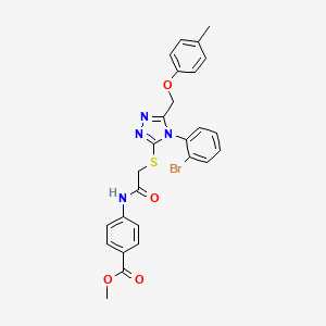 methyl 4-{[({4-(2-bromophenyl)-5-[(4-methylphenoxy)methyl]-4H-1,2,4-triazol-3-yl}sulfanyl)acetyl]amino}benzoate