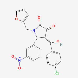 molecular formula C22H15ClN2O6 B12025329 4-(4-chlorobenzoyl)-1-(2-furylmethyl)-3-hydroxy-5-(3-nitrophenyl)-1,5-dihydro-2H-pyrrol-2-one 