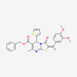 Benzyl 2-(3,4-dimethoxybenzylidene)-7-methyl-3-oxo-5-(thiophen-2-yl)-3,5-dihydro-2H-thiazolo[3,2-a]pyrimidine-6-carboxylate