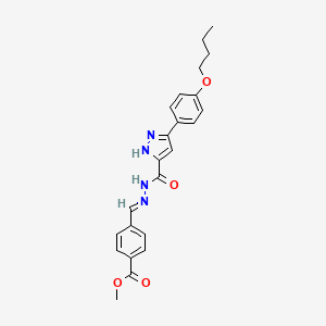 Methyl 4-((2-(5-(4-butoxyphenyl)-1H-pyrazole-3-carbonyl)hydrazono)methyl)benzoate