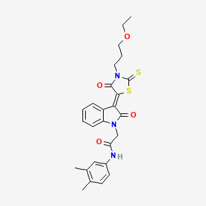 N-(3,4-dimethylphenyl)-2-{(3Z)-3-[3-(3-ethoxypropyl)-4-oxo-2-thioxo-1,3-thiazolidin-5-ylidene]-2-oxo-2,3-dihydro-1H-indol-1-yl}acetamide