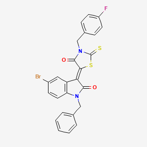 (3Z)-1-benzyl-5-bromo-3-[3-(4-fluorobenzyl)-4-oxo-2-thioxo-1,3-thiazolidin-5-ylidene]-1,3-dihydro-2H-indol-2-one