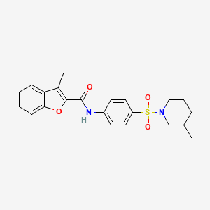 molecular formula C22H24N2O4S B12025406 3-Methyl-N-(4-((3-methylpiperidin-1-yl)sulfonyl)phenyl)benzofuran-2-carboxamide CAS No. 618071-96-8