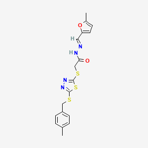 2-({5-[(4-methylbenzyl)sulfanyl]-1,3,4-thiadiazol-2-yl}sulfanyl)-N'-[(E)-(5-methylfuran-2-yl)methylidene]acetohydrazide