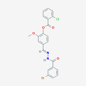 4-[(E)-{2-[(3-bromophenyl)carbonyl]hydrazinylidene}methyl]-2-methoxyphenyl 2-chlorobenzoate