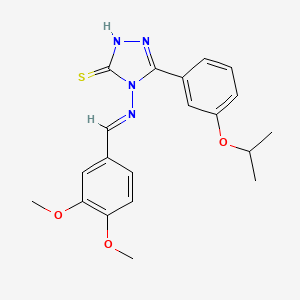 molecular formula C20H22N4O3S B12025600 4-{[(E)-(3,4-dimethoxyphenyl)methylidene]amino}-5-(3-isopropoxyphenyl)-4H-1,2,4-triazole-3-thiol 