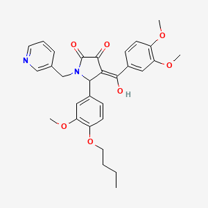 molecular formula C30H32N2O7 B12025613 5-(4-Butoxy-3-methoxyphenyl)-4-(3,4-dimethoxybenzoyl)-3-hydroxy-1-(pyridin-3-ylmethyl)-1H-pyrrol-2(5H)-one CAS No. 618080-60-7