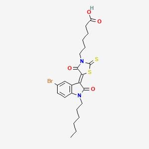 6-[(5Z)-5-(5-bromo-1-hexyl-2-oxo-1,2-dihydro-3H-indol-3-ylidene)-4-oxo-2-thioxo-1,3-thiazolidin-3-yl]hexanoic acid