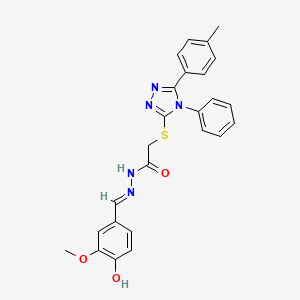 N'-[(E)-(4-hydroxy-3-methoxyphenyl)methylidene]-2-{[5-(4-methylphenyl)-4-phenyl-4H-1,2,4-triazol-3-yl]sulfanyl}acetohydrazide