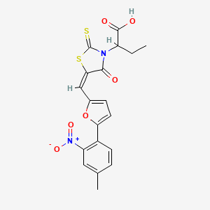 2-[(5E)-5-{[5-(4-methyl-2-nitrophenyl)furan-2-yl]methylidene}-4-oxo-2-thioxo-1,3-thiazolidin-3-yl]butanoic acid