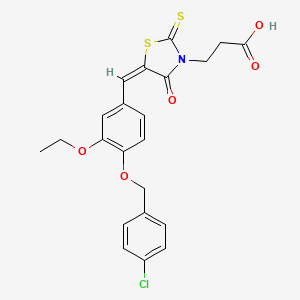 3-((5E)-5-{4-[(4-Chlorobenzyl)oxy]-3-ethoxybenzylidene}-4-oxo-2-thioxo-1,3-thiazolidin-3-YL)propanoic acid