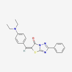 molecular formula C21H20N4OS B12025877 (5E)-5-[4-(diethylamino)benzylidene]-2-phenyl[1,3]thiazolo[3,2-b][1,2,4]triazol-6(5H)-one 