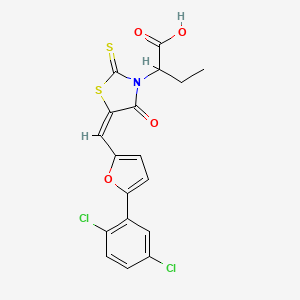 2-((5E)-5-{[5-(2,5-dichlorophenyl)-2-furyl]methylene}-4-oxo-2-thioxo-1,3-thiazolidin-3-yl)butanoic acid