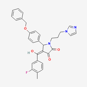 molecular formula C31H28FN3O4 B12025925 1-(3-(1H-Imidazol-1-yl)propyl)-5-(4-(benzyloxy)phenyl)-4-(3-fluoro-4-methylbenzoyl)-3-hydroxy-1H-pyrrol-2(5H)-one CAS No. 618075-85-7