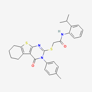 2-{[3-(4-methylphenyl)-4-oxo-3,4,5,6,7,8-hexahydro[1]benzothieno[2,3-d]pyrimidin-2-yl]sulfanyl}-N-[2-(propan-2-yl)phenyl]acetamide