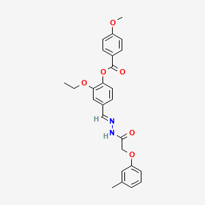 2-Ethoxy-4-(2-((3-methylphenoxy)acetyl)carbohydrazonoyl)phenyl 4-methoxybenzoate