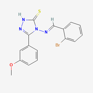 molecular formula C16H13BrN4OS B12026086 4-{[(E)-(2-Bromophenyl)methylidene]amino}-5-(3-methoxyphenyl)-4H-1,2,4-triazole-3-thiol 