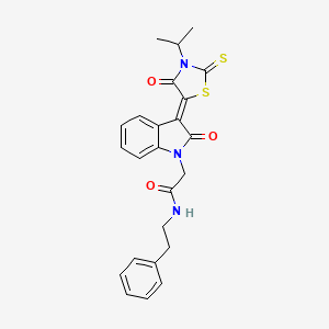 2-[(3Z)-3-(3-Isopropyl-4-oxo-2-thioxo-1,3-thiazolidin-5-ylidene)-2-oxo-2,3-dihydro-1H-indol-1-YL]-N-(2-phenylethyl)acetamide