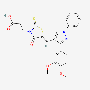 molecular formula C24H21N3O5S2 B12026198 3-((5Z)-5-{[3-(3,4-dimethoxyphenyl)-1-phenyl-1H-pyrazol-4-yl]methylene}-4-oxo-2-thioxo-1,3-thiazolidin-3-yl)propanoic acid CAS No. 624724-15-8