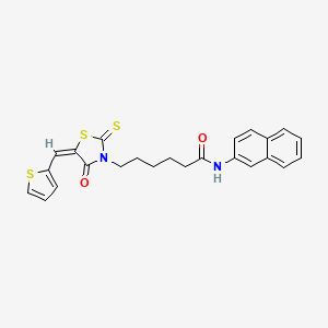 N-(2-Naphthyl)-6-[(5E)-4-oxo-5-(2-thienylmethylene)-2-thioxo-1,3-thiazolidin-3-YL]hexanamide