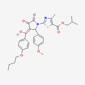 2-methylpropyl 2-{3-[(4-butoxyphenyl)carbonyl]-4-hydroxy-2-(4-methoxyphenyl)-5-oxo-2,5-dihydro-1H-pyrrol-1-yl}-4-methyl-1,3-thiazole-5-carboxylate