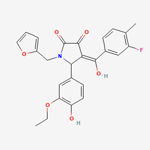 molecular formula C25H22FNO6 B12026409 5-(3-Ethoxy-4-hydroxyphenyl)-4-(3-fluoro-4-methylbenzoyl)-1-(furan-2-ylmethyl)-3-hydroxy-1H-pyrrol-2(5H)-one CAS No. 618075-77-7