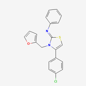 molecular formula C20H15ClN2OS B12026461 N-(4-(4-Chlorophenyl)-3-(2-furylmethyl)-1,3-thiazol-2(3H)-ylidene)aniline CAS No. 374092-82-7