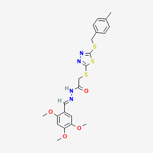 molecular formula C22H24N4O4S3 B12026462 2-({5-[(4-methylbenzyl)sulfanyl]-1,3,4-thiadiazol-2-yl}sulfanyl)-N'-[(E)-(2,4,5-trimethoxyphenyl)methylidene]acetohydrazide 